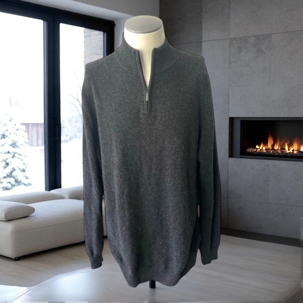 CLUB ROOM LUXURY 100% CASHMERE HALF ZIP SWEATER SIZE XL